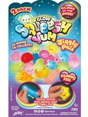 6 Glow In The Dark Squeesh Yum Jiggly Pals 2-Pack - Multicolor Squishy Blind Bag